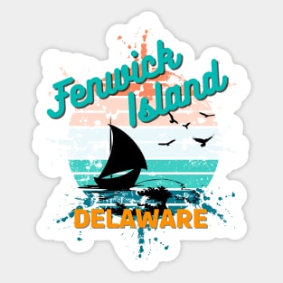 Fenwick Island Delaware Retro Vintage Island Sticker